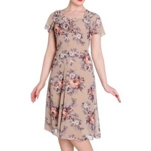 Hell Bunny Vixen Floral Print 1940’s Holly Dress
